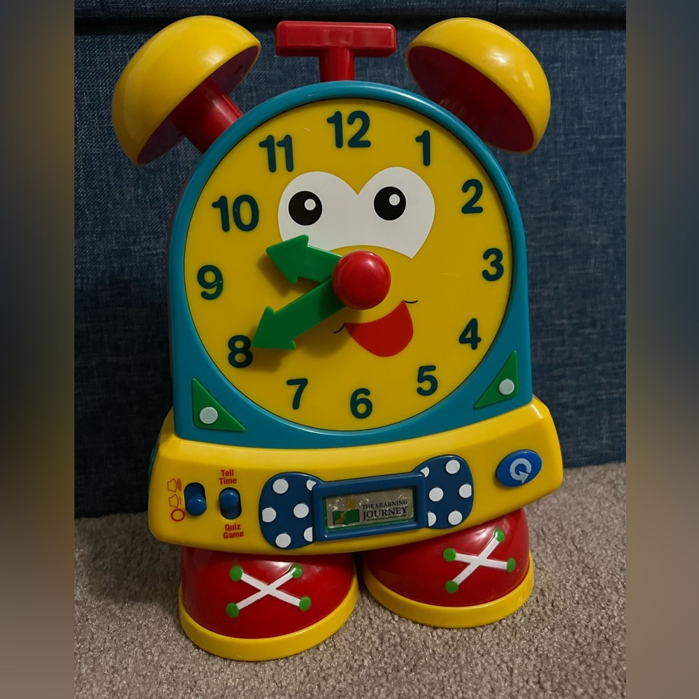 Red feet Vintage Telly the Time teaching clock by learning journey